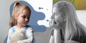 sad child and adult