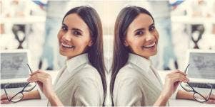 mirrored image of office woman