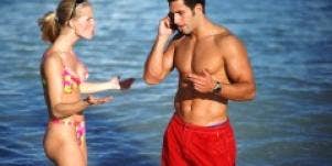 Couple arguing on the beach