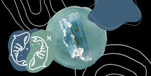 aquamarine crystal, pisces symbol