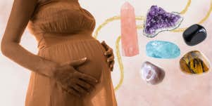 pregnant woman with crystals