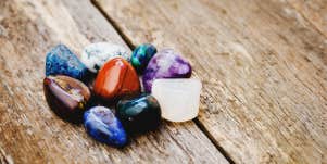 crystals on weathered wood
