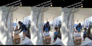 dad, daughter, Amazon delivery
