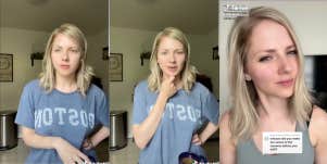 Danielle Mitchell in a Tiktok video about her babysitter falling asleep on the job