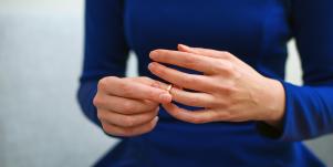 woman playing with wedding ring