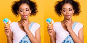 woman holding ice cream cone