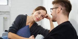 woman and man talking