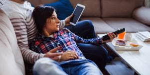 couple looking for shows to binge watch