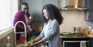 couple cooking together