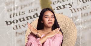 Woman standing firm on her boundaries