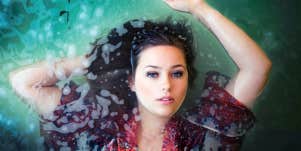 woman floating in water