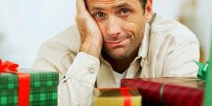 gay man with holiday gifts