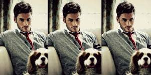 hot guy with a dog