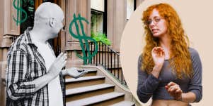 Woman cringing at landlords dishonesty