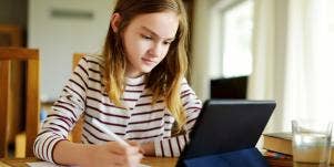 girl at home school
