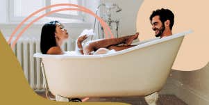 Couple in a bubble bath 
