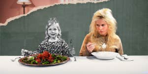 Jealousy, unfair two people eating different meals 