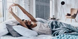 woman waking up in the morning