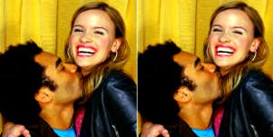 good boyfriend kissing his girlfriend's neck