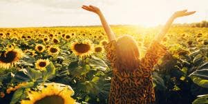 woman in sunflower field