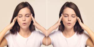 woman trying to clam down