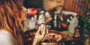 woman smudging