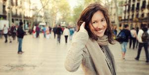 happy woman outside
