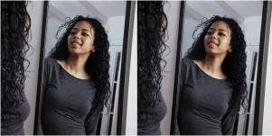 woman looking in the mirror