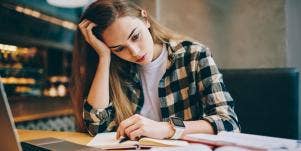 working woman looking tired