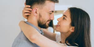 woman hugging man