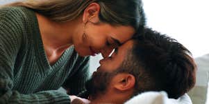 couple cuddling at home