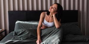 woman waking up in bed