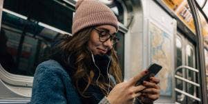 woman looking at phone