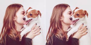 woman kissing her dog