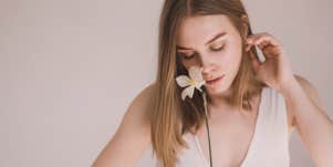 woman with flower