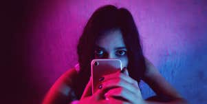 woman using her phone