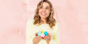 woman holding eggs