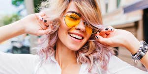 Charming woman in shades