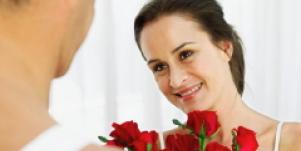 man woman flowers