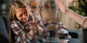 Little girl who has to unlearn her childhood abuse from mother