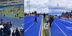 Kid gets run over by track runner