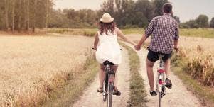 couple riding bikes