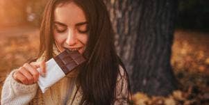 woman eating chocolate