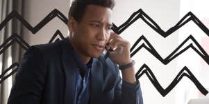 Man agitated on the phone