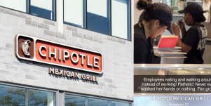 Chipotle, employee eating