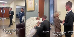 man visiting bride in hospital