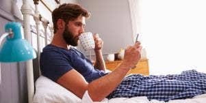 man texting in morning