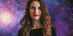 woman with space background