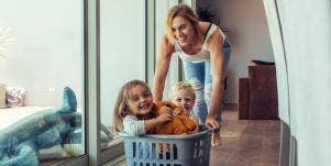 mom playing with kids