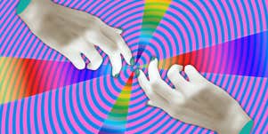 trippy image of fingers touching
